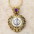 Buy one get one free! Sacred Heart Khanda / Adi Shakti pendants in stainless steel with natural gemstones